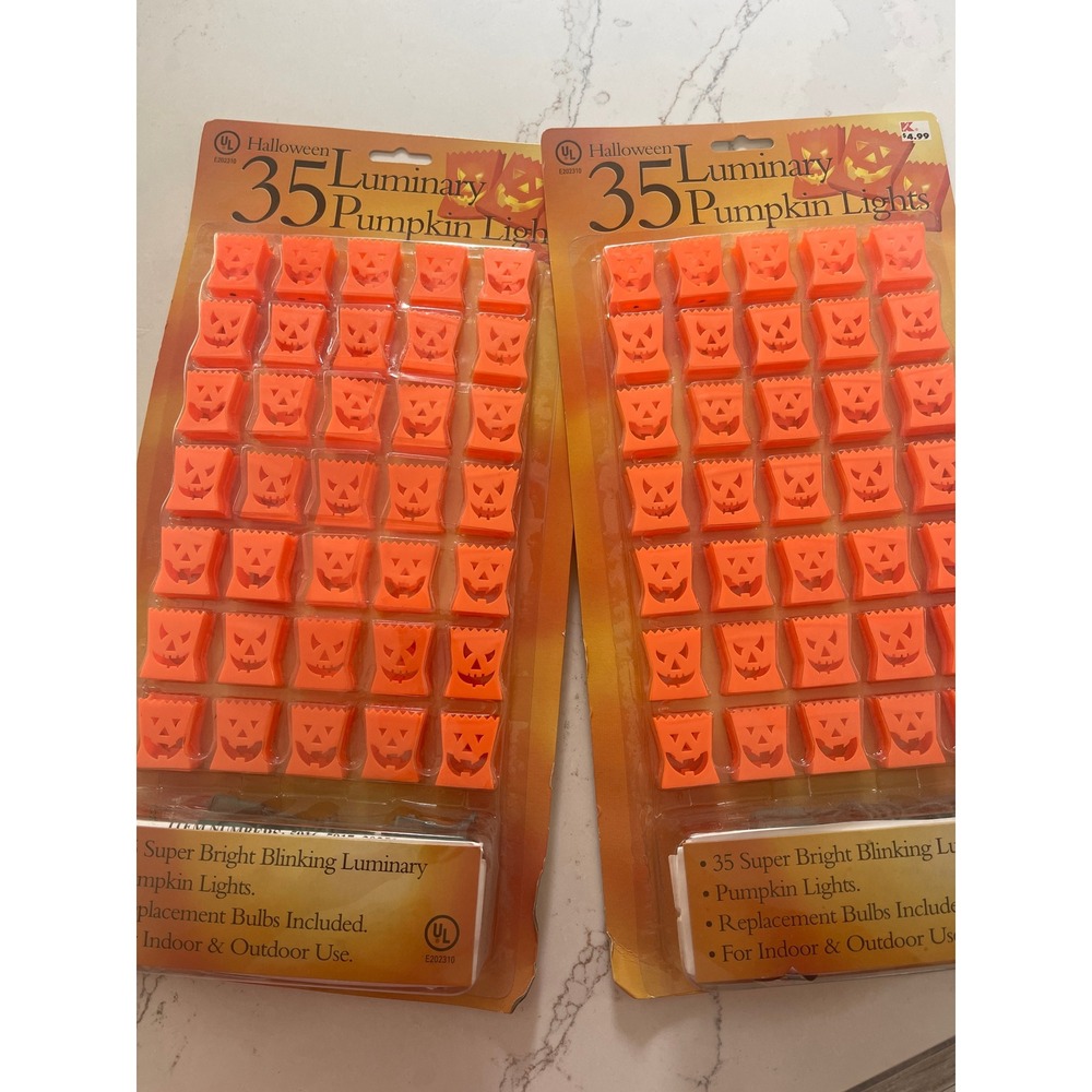 Vintage Kmart Halloween 35 Blinking Luminary Pumpkin Lights Indoor Outdoor New